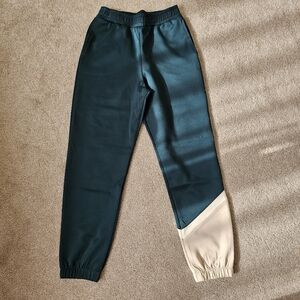 Zara Wonen Dark Green and Tan Joggers